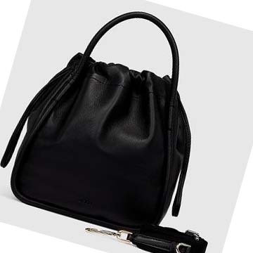 Women's Ecco Contact Drawstring Handbag Black | USA 331ZUT